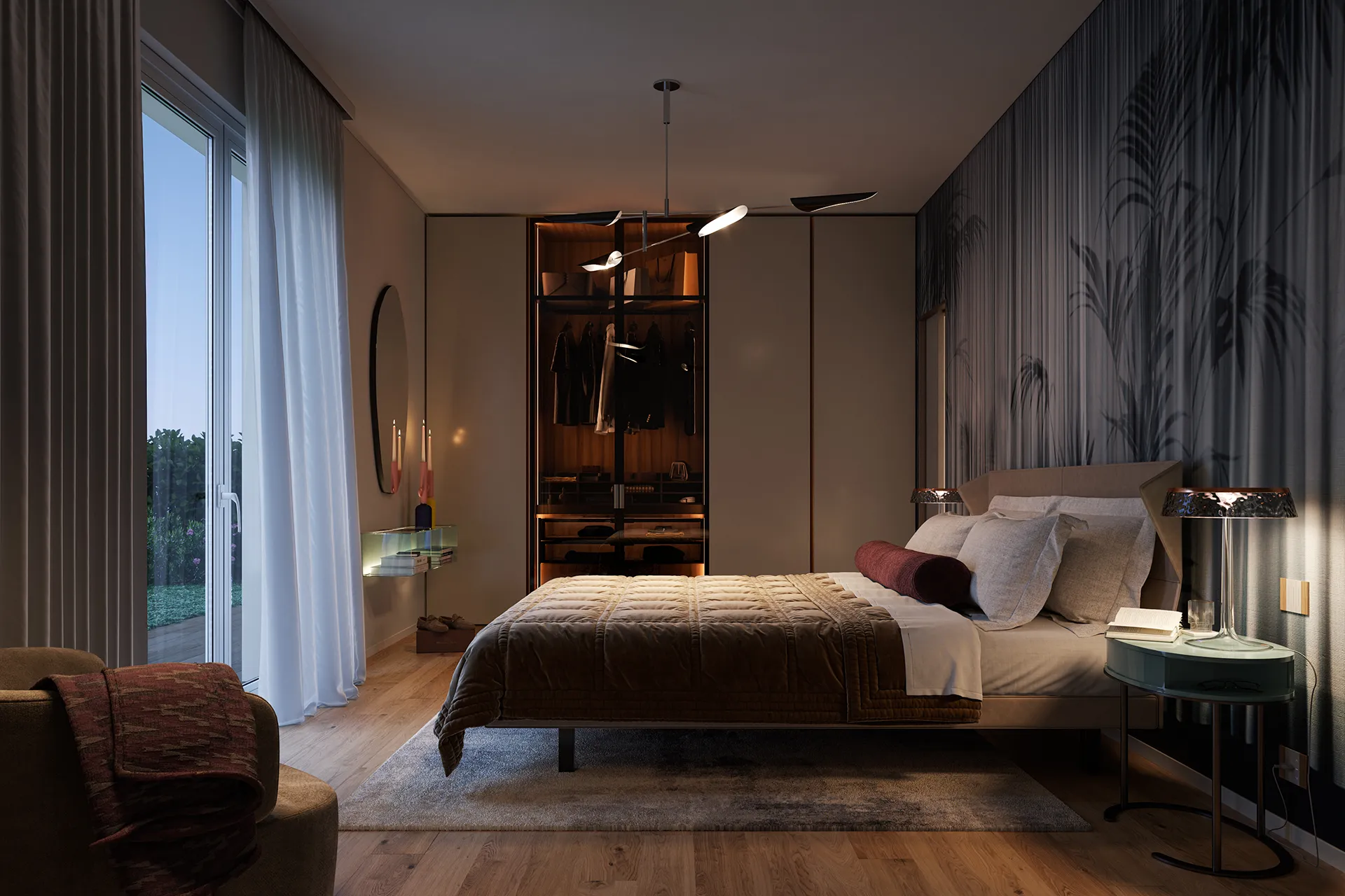 Zona notte nel quadrilocale di Lynfa Living a Roma Camilluccia dove coniugare privacy e benessere. 