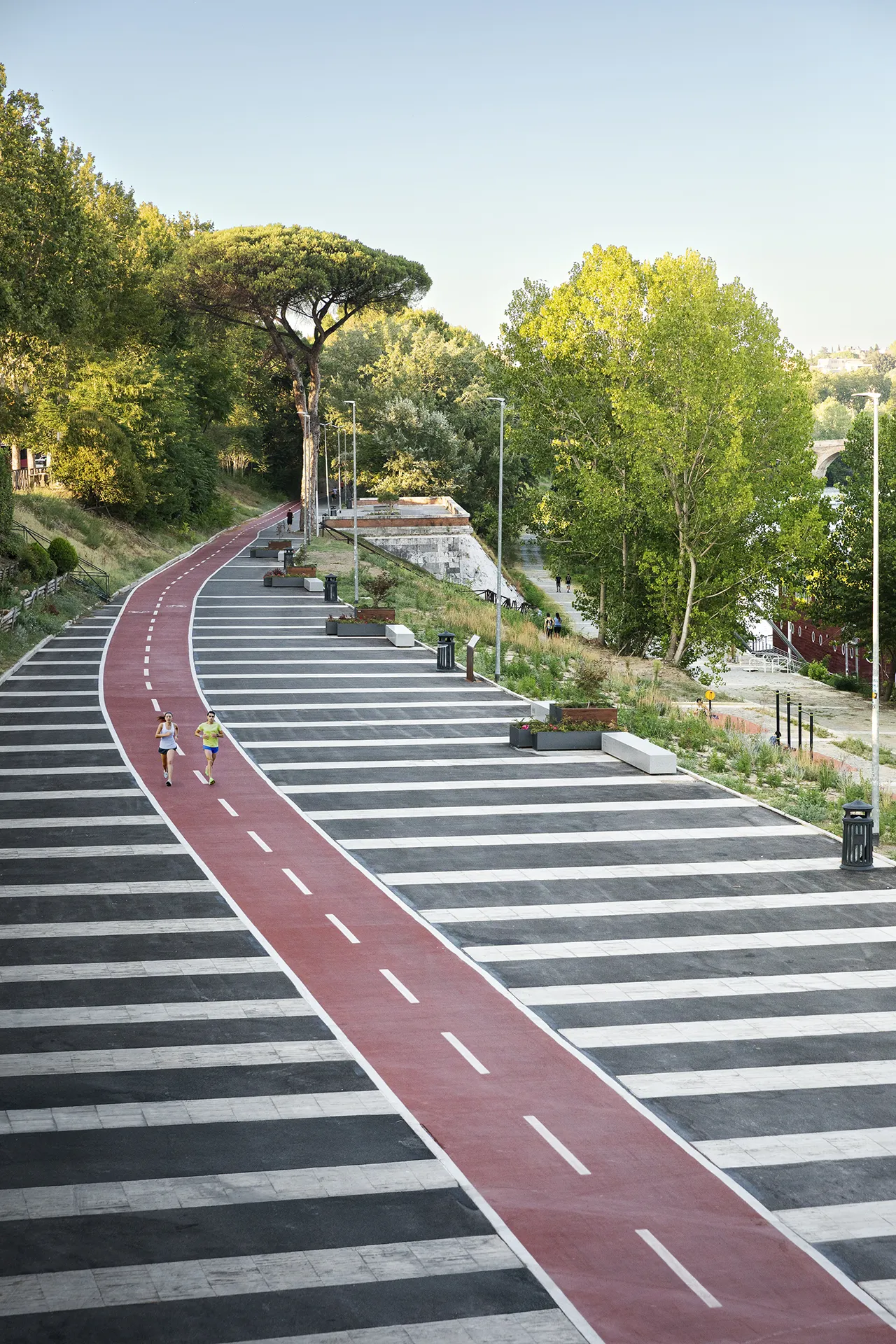 Pista ciclabile attrezzata a Roma zona  Camilluccia.